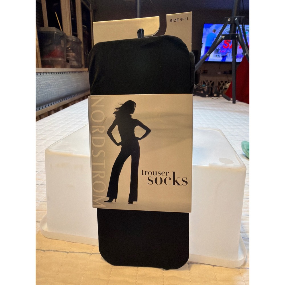 Nordstrom Black Trouser Socks Size 9-11 Microfiber Nylon Spandex Style 9606 NEW